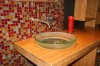 Completed Projects - vessel sink, glass tile, custom bath, contemporary bathroom, bamboo cabinetry, plyboo, glass bowl sink