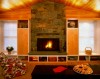 Whole-House Renovation - cabinets, custom home, living room, fireplace, maple, cathedral ceiling, common room