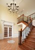 Custom Home - stairs, entry foyer, metal, chandelier
