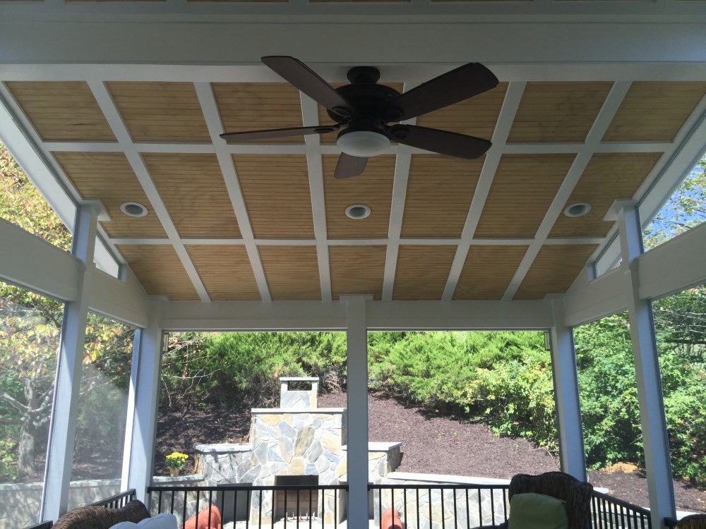 Photo By American Exteriors & Masonry. Screened Room, Patio, And Fireplace In Paeonian Springs, VA