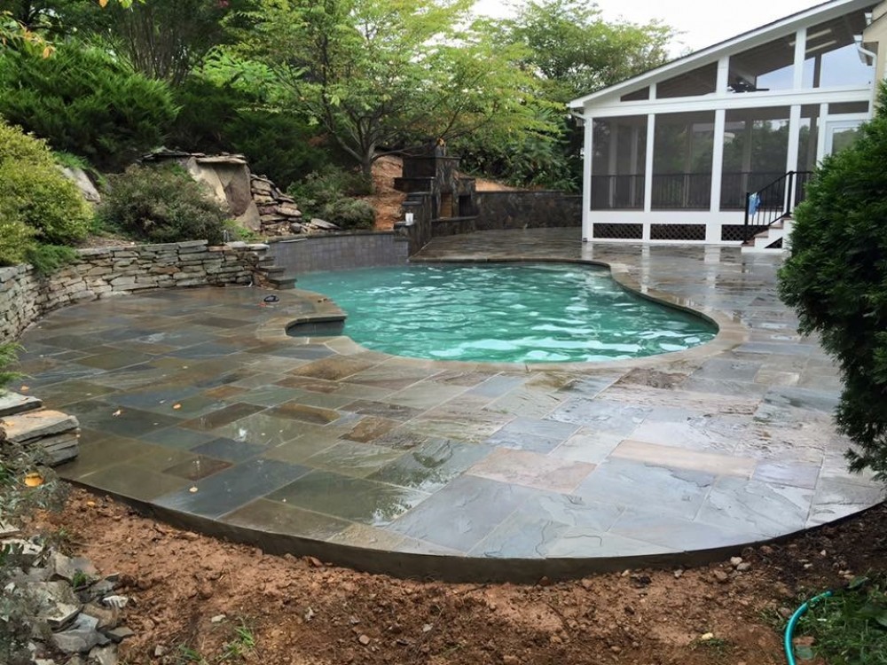 Photo By American Exteriors & Masonry. Screened Room, Patio, And Fireplace In Paeonian Springs, VA