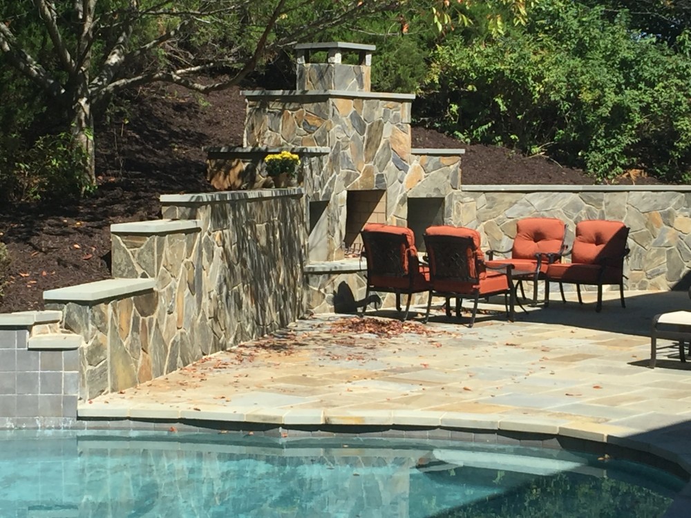 Photo By American Exteriors & Masonry. Screened Room, Patio, And Fireplace In Paeonian Springs, VA