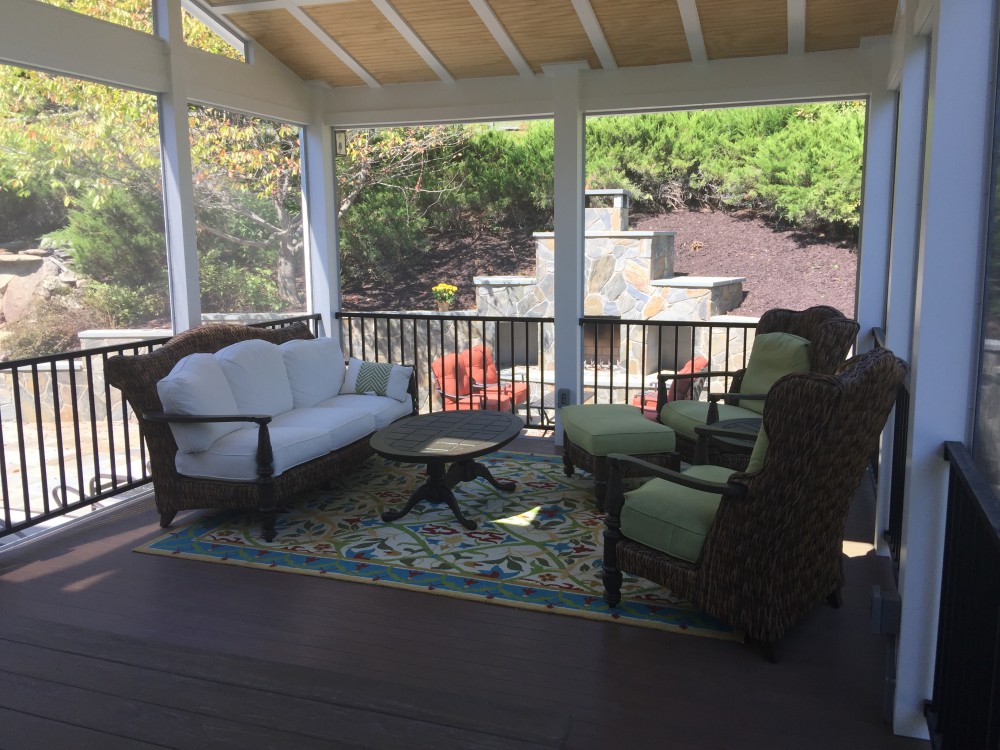 Photo By American Exteriors & Masonry. Screened Room, Patio, And Fireplace In Paeonian Springs, VA