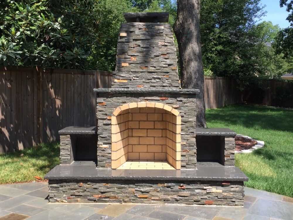 Photo By American Exteriors & Masonry. Patio, Outdoor Kitchen, And Fireplace In Manassas, VA