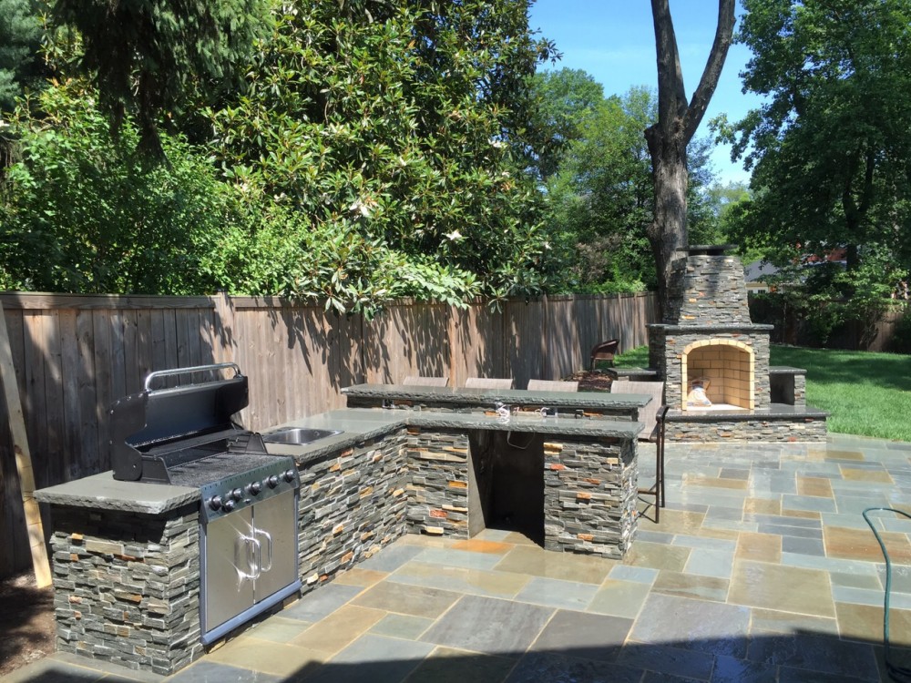 Photo By American Exteriors & Masonry. Patio, Outdoor Kitchen, And Fireplace In Manassas, VA