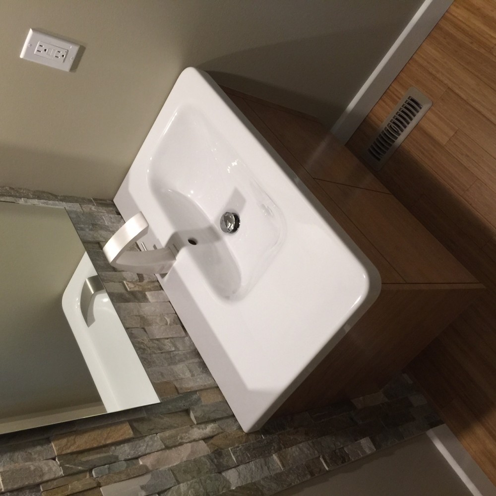 Photo By Interiors With Elegance. Two Piece Renovation With Floating Vanity And Mirror