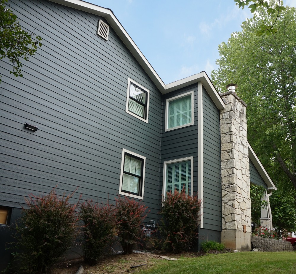 Photo By STL Siding Pros. Iron Gray James Hardie Lap Siding