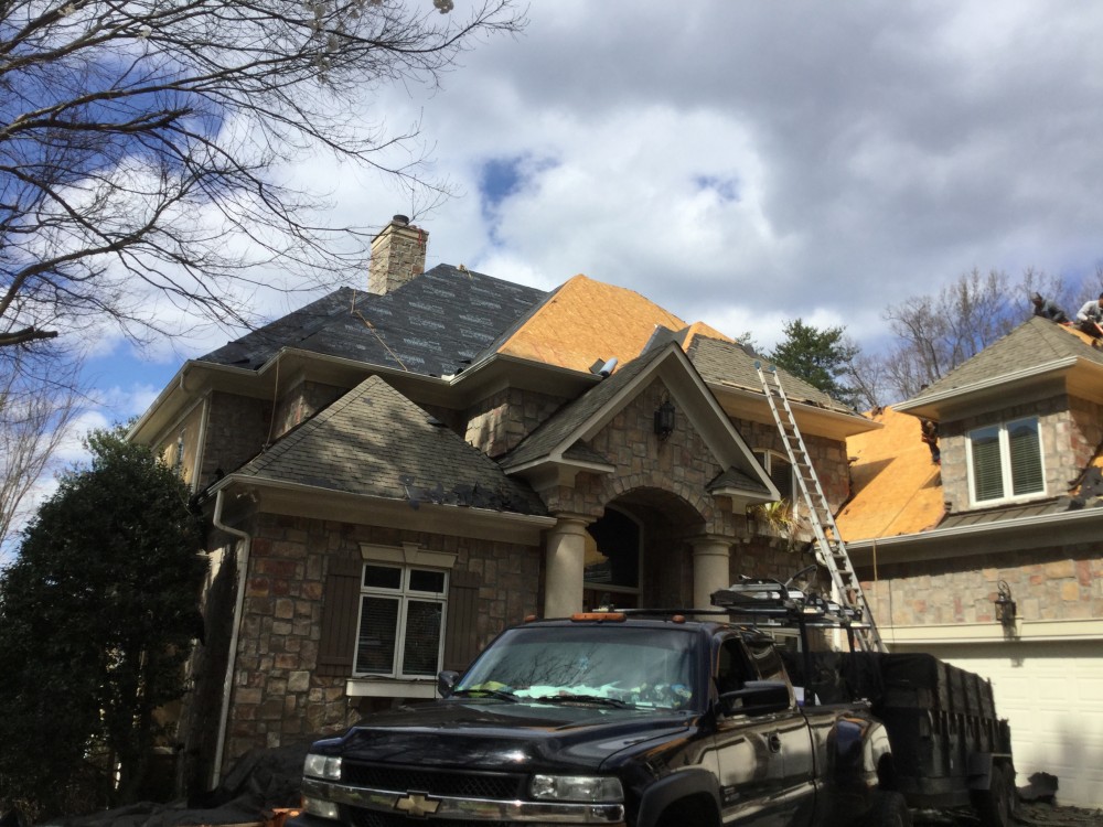 Photo By Signature Exteriors (NC). Roof Replacement - OC Oakridge Williamsburg Gray 