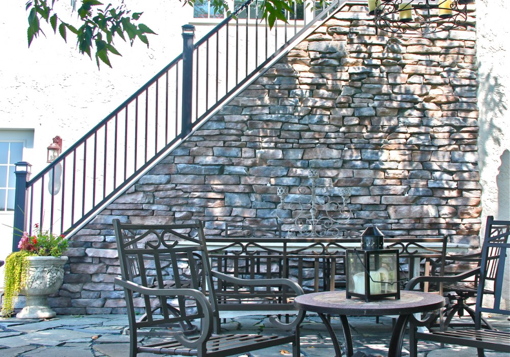Photo By EBY Exteriors Inc.. Rivera Stairs, Railing & Stone