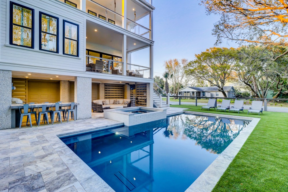 Photo By Aqua Blue Pools. Pool And Spa Combination - Isle Of Palms Project